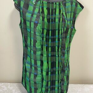 Worthington Green and Blue Plaid Blouse